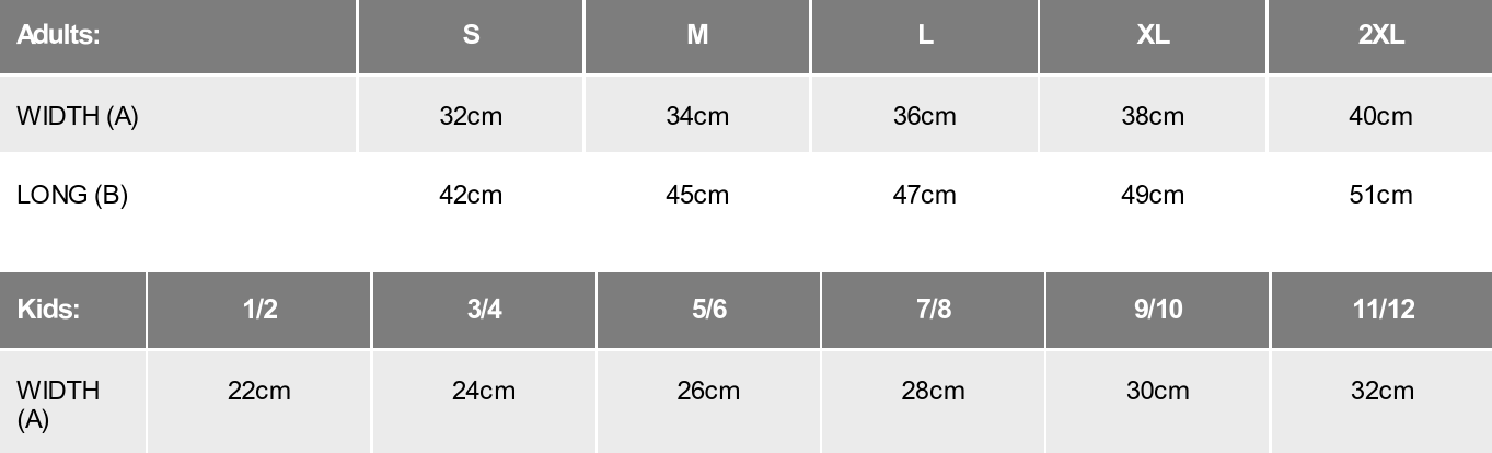 Tabla de tallas