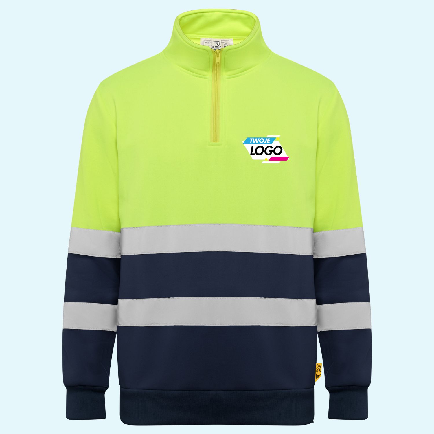 Custom High visibility mid-zip sweatshirt